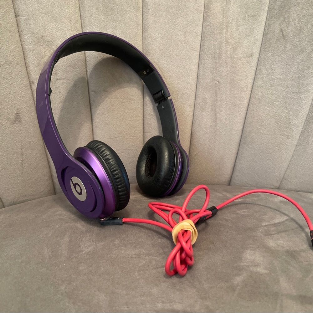 ✅Beats By Dr Dre Solo HD Wired Stereo On Ear Headphones Purple + Aux